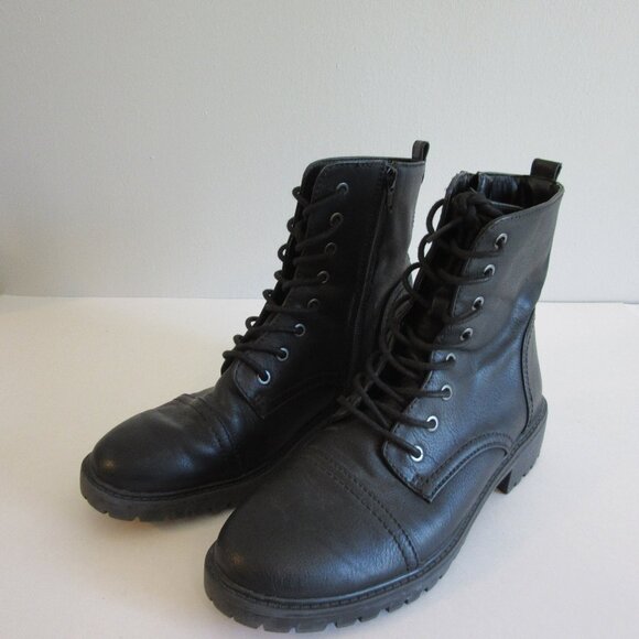 Universal Thread Shoes - Universal Thread Black Lace Up Size 9 Lugged Sole Boots